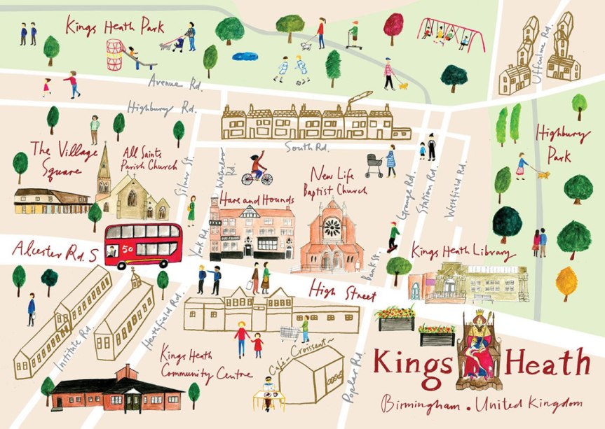 Kings Heath Map Illustration by Tsz Wan