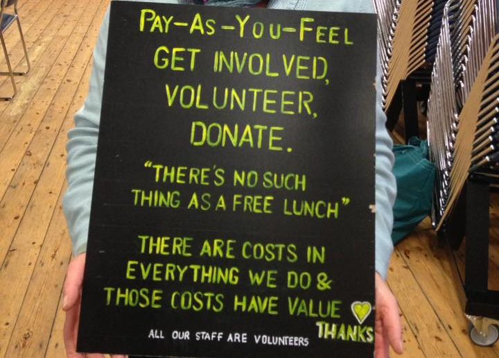 Volunteer Holding an information board